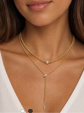 Adina Eden Snake Boxed Chain Lariat Necklace